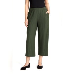 Eileen Fisher Ribbed‎ Straight Cropped Pant Seaweed Green XL NWT